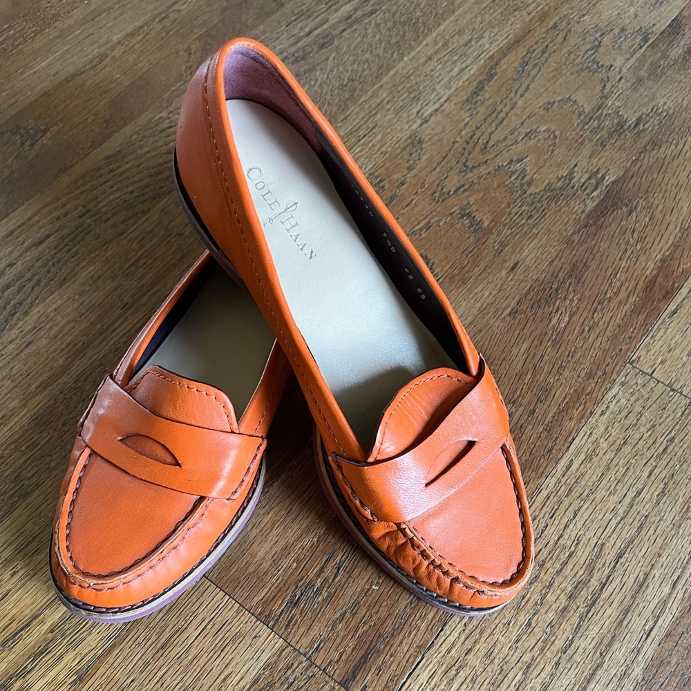 Cole Haan Orange Leather Loafer Size 7 1/2 B